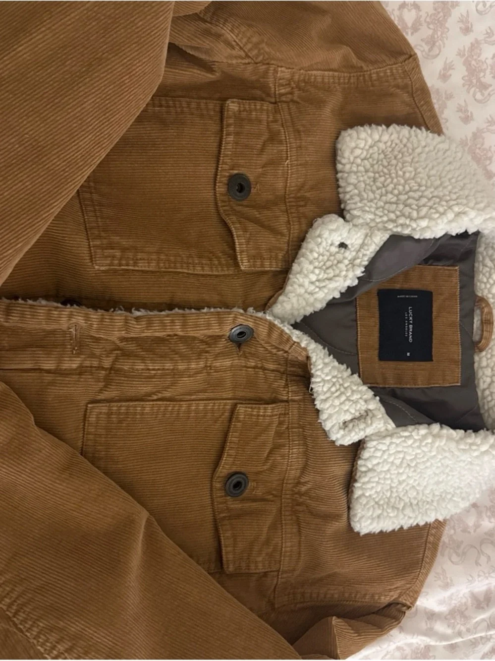Lucky Brand Tan Corduroy Sherpa-Lined Field Jacket
